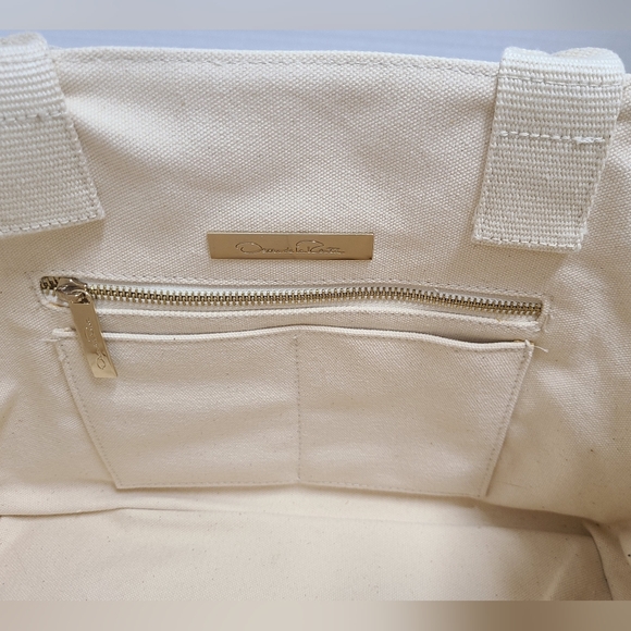 OSCAR DE LA RENTA Ivory & Beige Floral Canvas Tote Bag - Picture 10 of 16